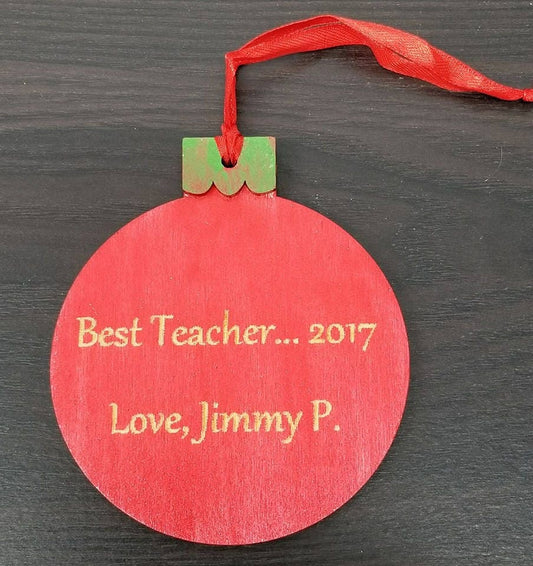 Engraved Wood Christmas Ornament Teacher, Pastor, Grandparents, Priest, Family, Baby's 1st Christmas Ball Ornament. 1st Christmas Together
