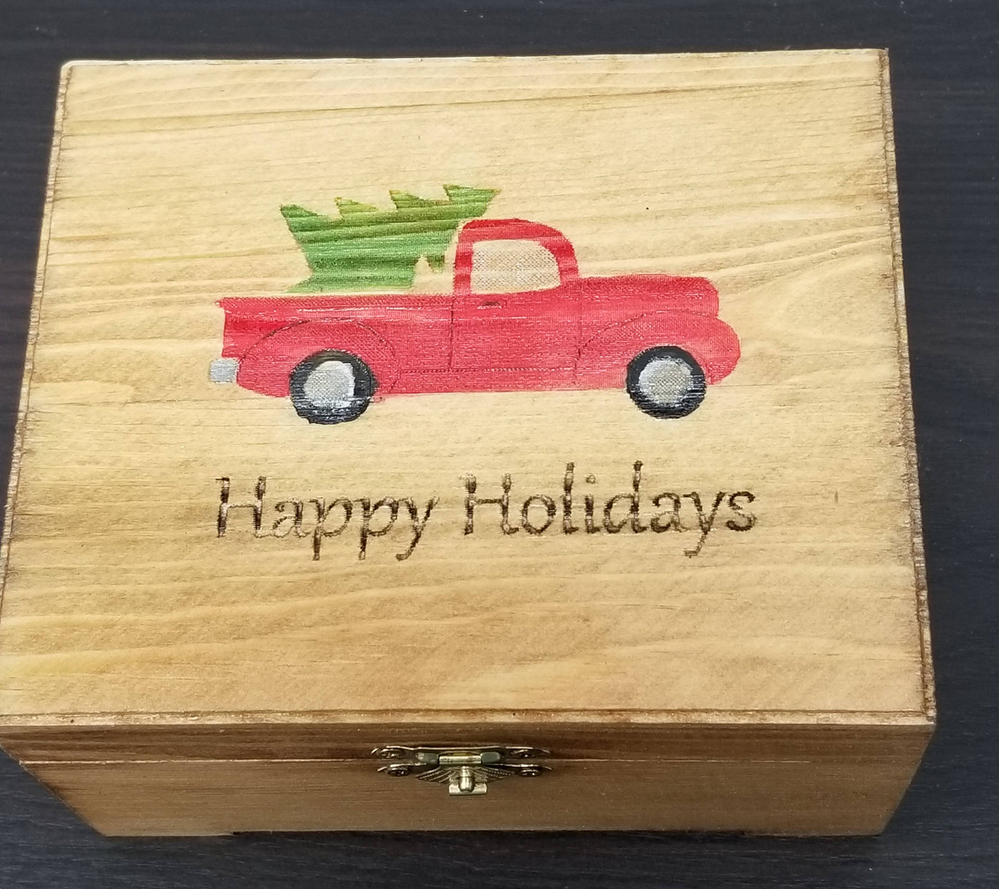 Pickup Truck Retro Christmas Wood Box, Gift Box, Photo Box, Memory Box, Trinket Box, Photo Storage, Travel box, Jewelry Box, One of a Kind