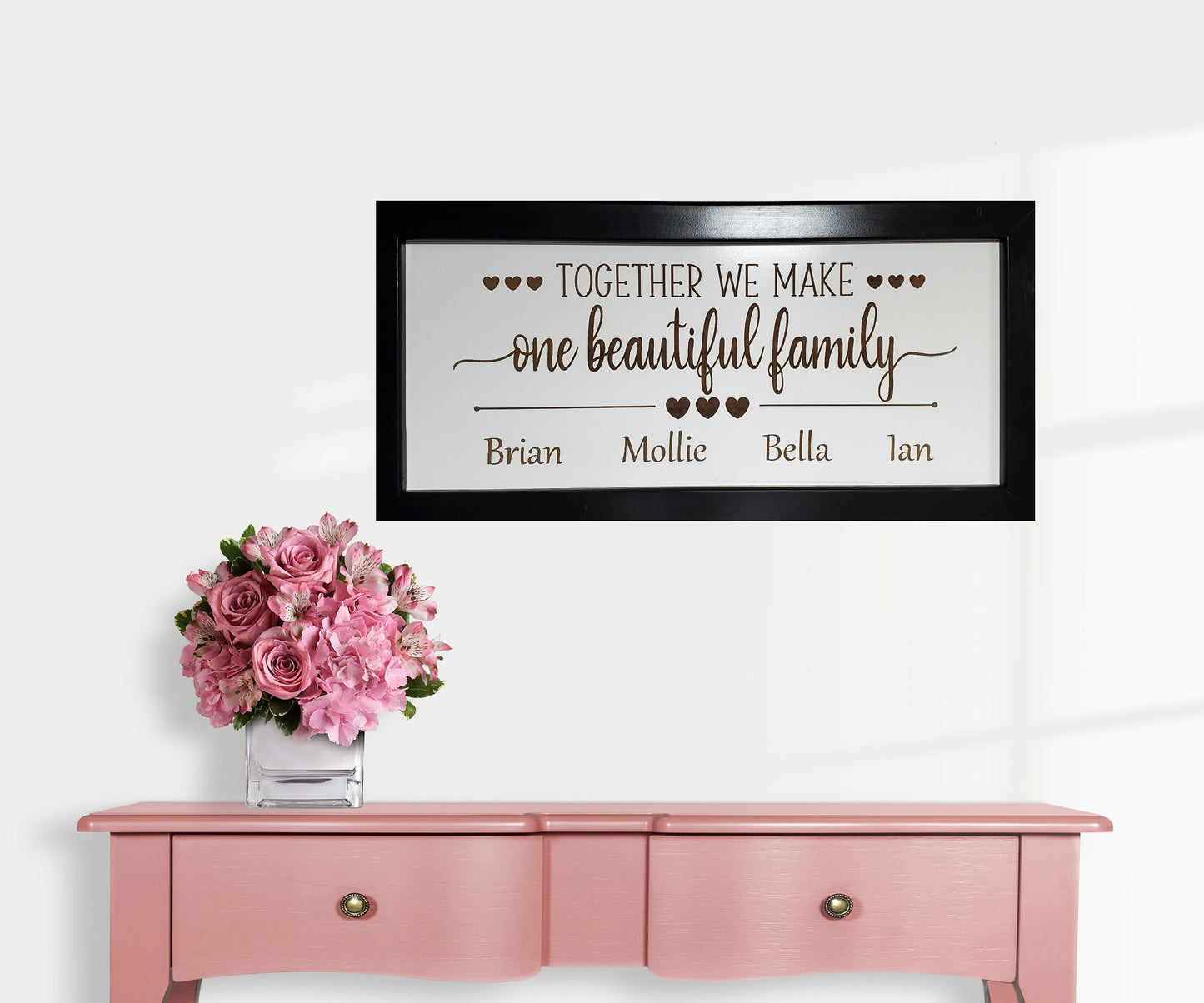 Together We Make One Beautiful Family Name Sign Personalized Engraved 26.5 x 13 Framed, New Family, Step Family, Blended Family, Newly Weds