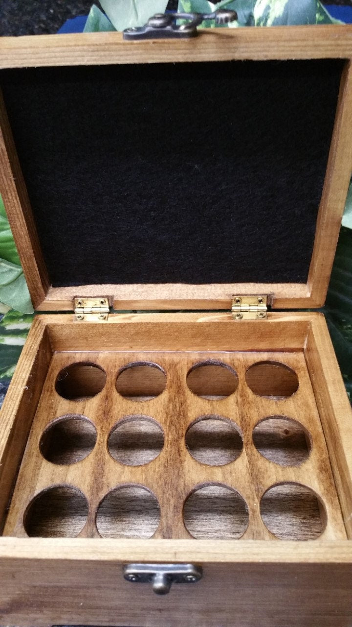 Essential Oil Box, Essential Oil Safe, Essential Oil Storage, Stained Oil Wooden Box