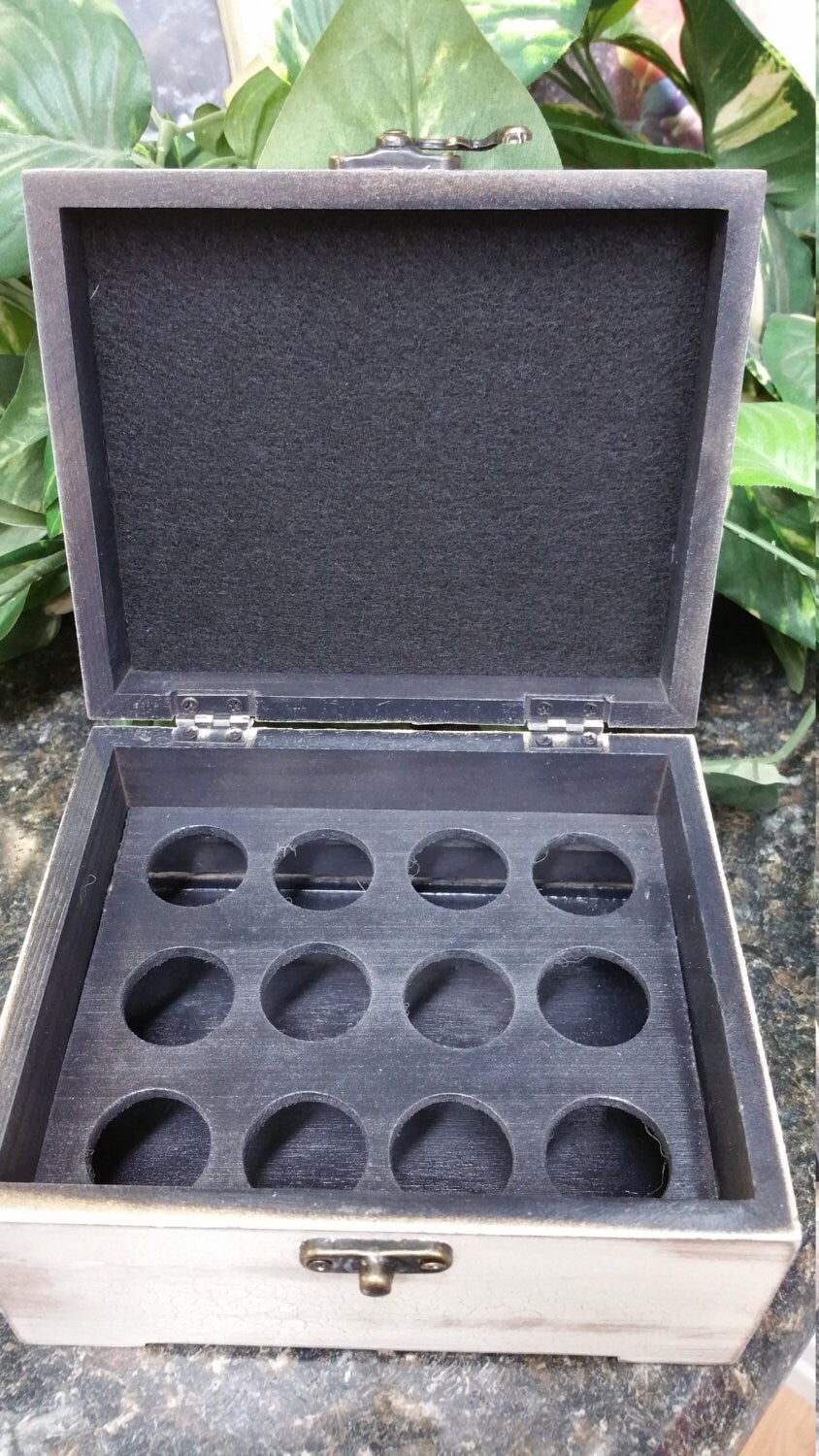 Distressed Wood Essential Oil Box, Essential Oil Safe, Essential Oil Storage, Stained Oil Wooden Box