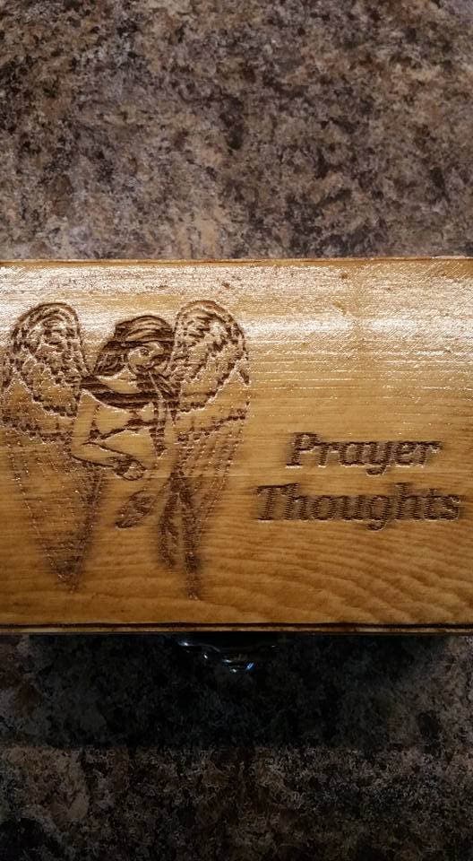 Engraved Angel Prayer Wooden Box, Jewelry, Tooth fairy box, Baby box, trinket box, Playing Card Box,Memory Box