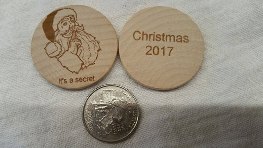 Santa Claus Wooden Coin Personalized, Santa, Santa Claus, Engraved Santa, Christmas 2017, Engraved Wood Coin, Wood Coin, Christmas Eve