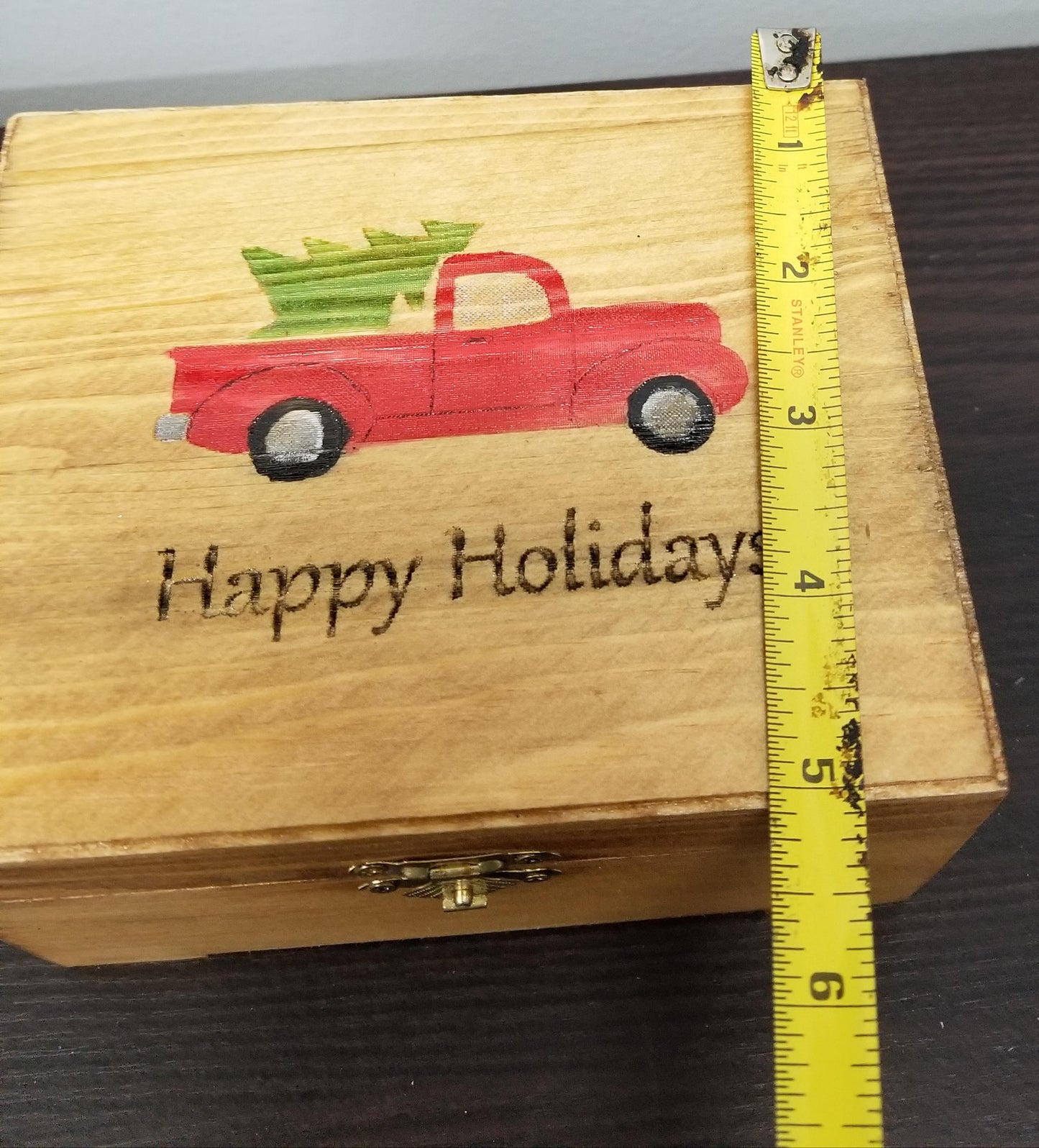 Pickup Truck Retro Christmas Wood Box,  Gift Box, Photo Box, Memory Box, Trinket Box, Photo Storage, Travel box, Jewelry Box, One of a Kind