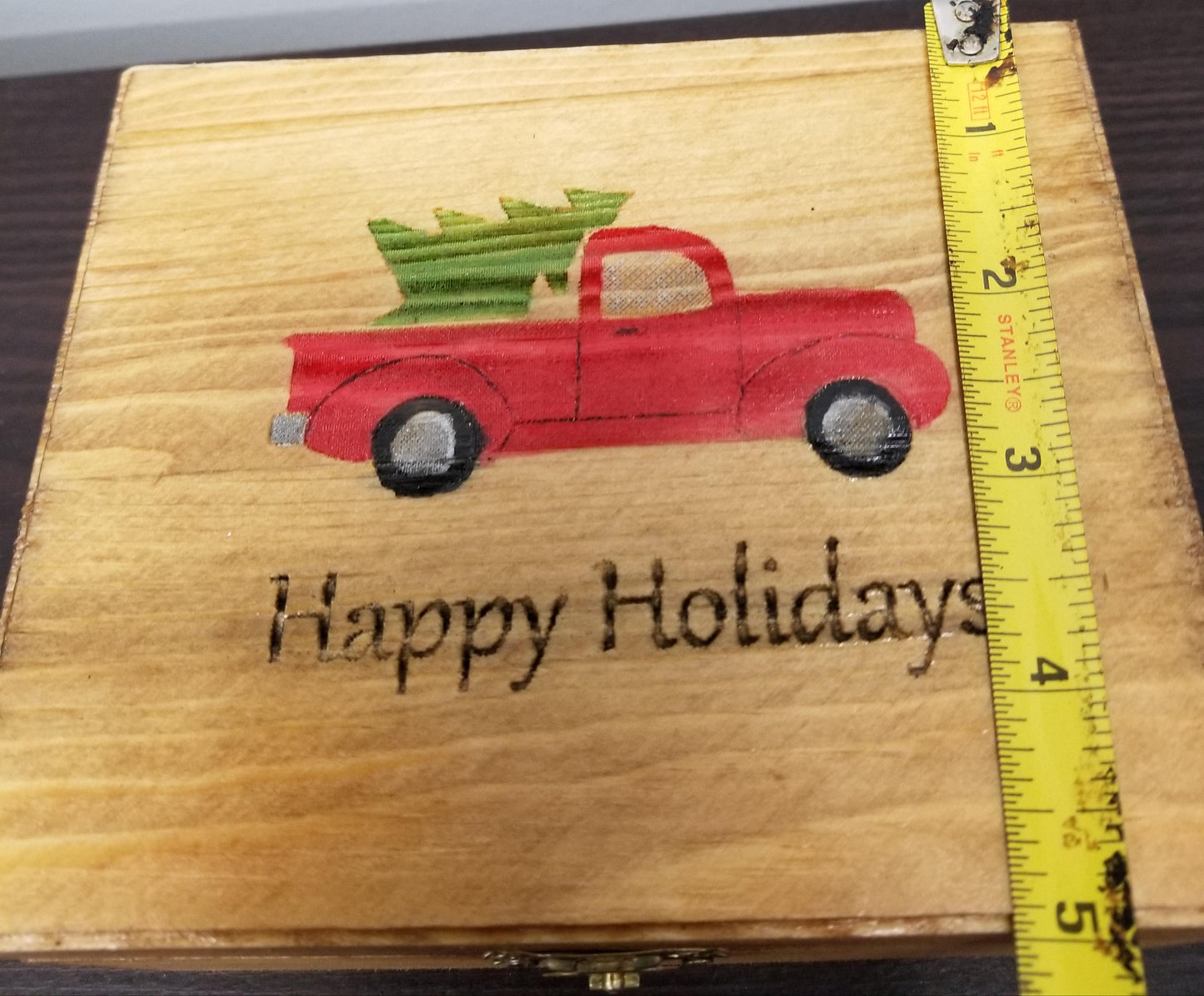 Pickup Truck Retro Christmas Wood Box,  Gift Box, Photo Box, Memory Box, Trinket Box, Photo Storage, Travel box, Jewelry Box, One of a Kind