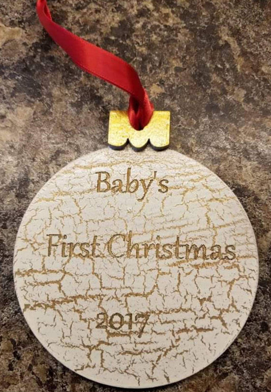 Baby' 1st Christmas Personalized Wood Ornament, Christmas Wood Ornament, Personalized Wood Ornament, Christmas Tree, Engraved Tree Ornament
