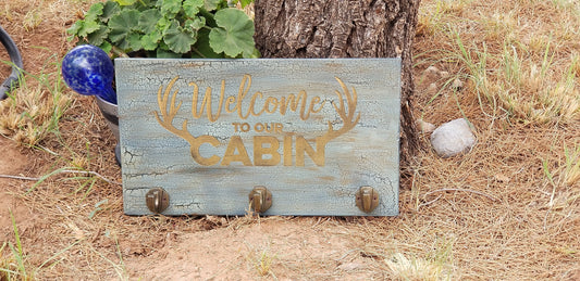 Welcome to our Cabin Coat Rack  Engraved Distressed Wood, Distressed Coat Rack, Cabin Coat Rack, Coat Hook, Cabin Coat Hook, Antler Engraved