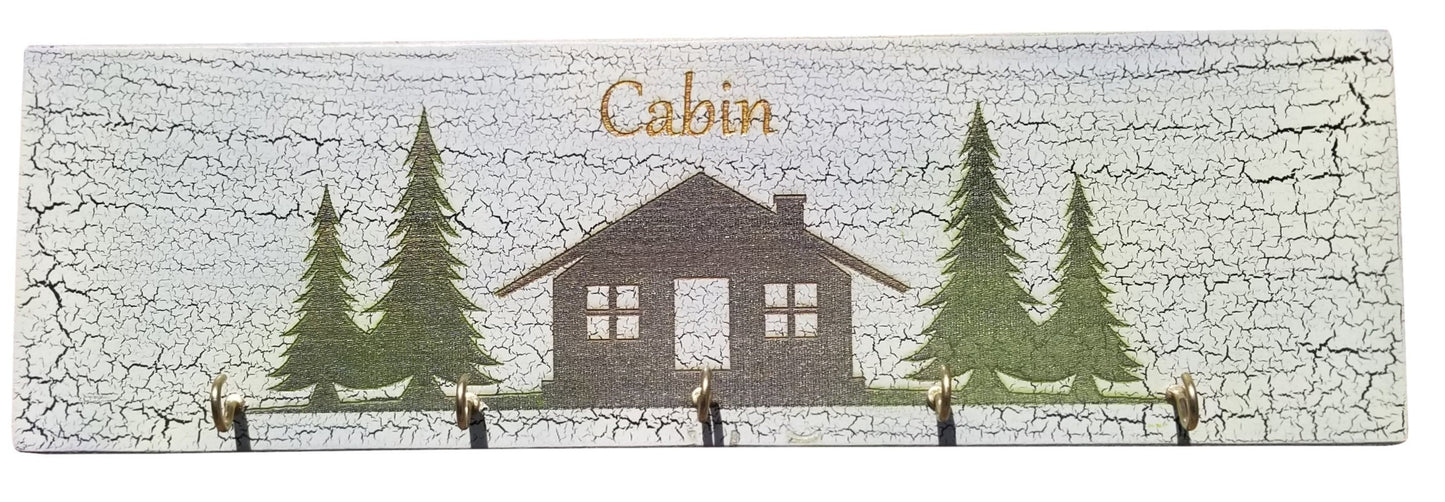 Wall Key Holder, Key Storage, Key Hook Rack, Key Hooks for Wall, Home & Living, Cabin Distressed Handmade Painted Key Holder, Wall Hanging
