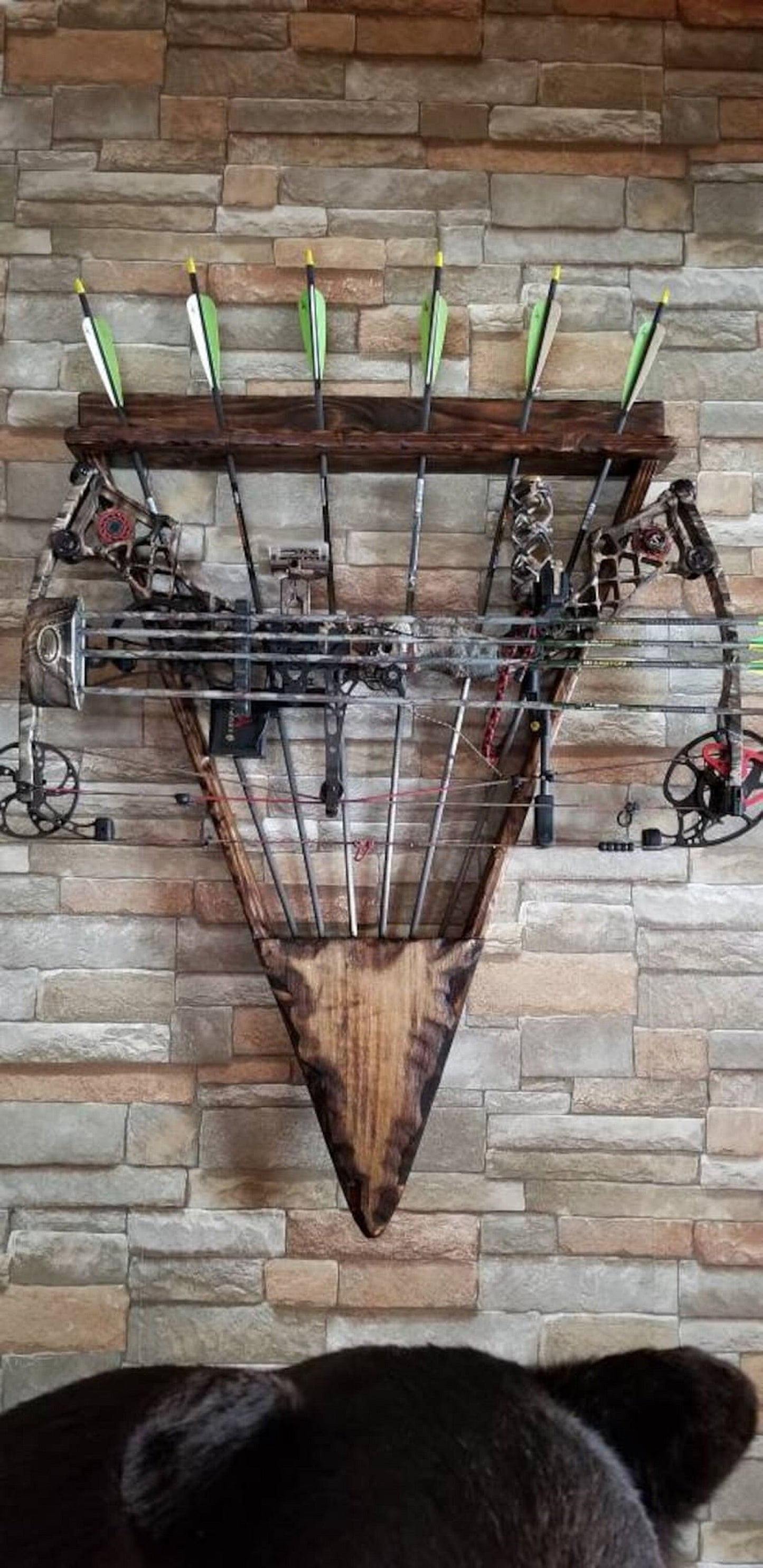 Archery Bow Rack, Wall Mounted, Bow Rack, Rusted Wood Bow Rack,Bow Holder, Hunting  Archery, Bow & Arrow Wall Holder, Storage Rack for Bow
