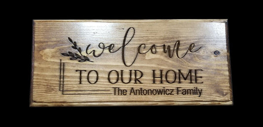 Custom Wood Engraved Name Sign, Welcome Family Name Sign, Personalized Family Name Sign,Wood Sign 16x7.5, Last Name Wood Sign, Welcome Sign
