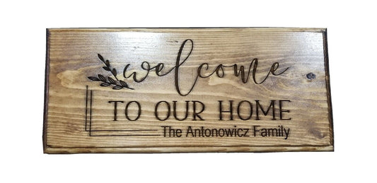 Custom Wood Engraved Name Sign, Welcome Family Name Sign, Personalized Family Name Sign,Wood Sign 16x7.5, Last Name Wood Sign, Welcome Sign