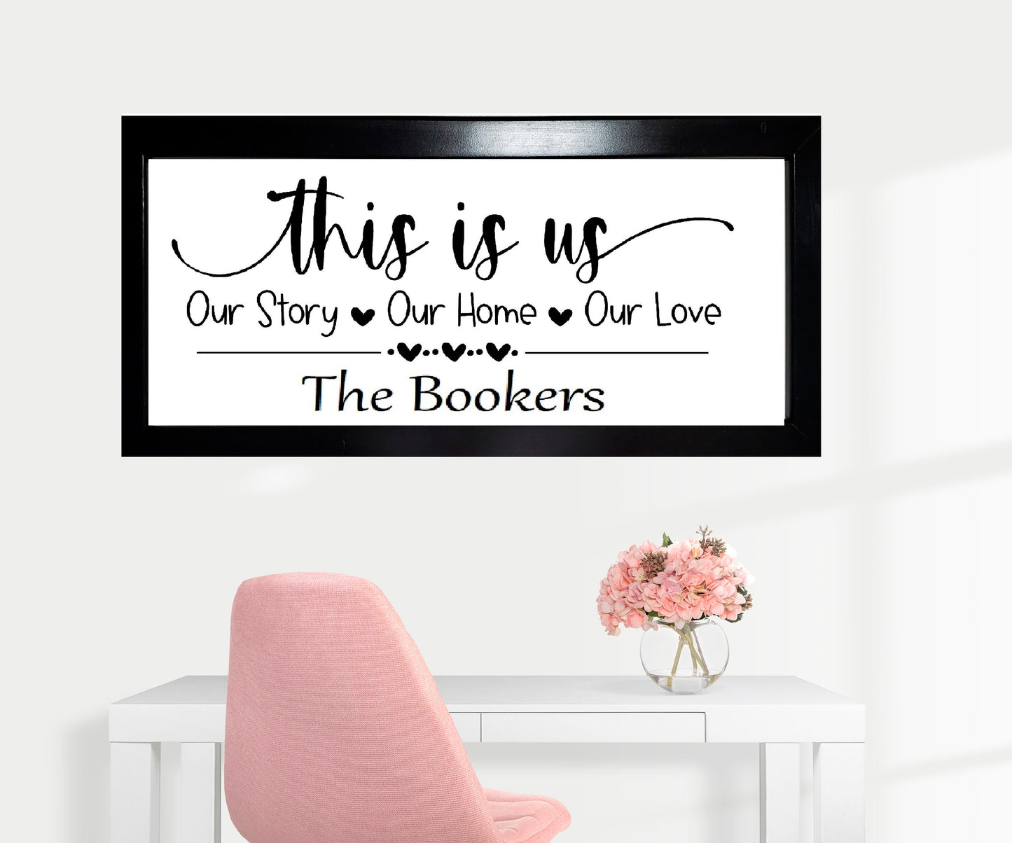 This Is Us, Our Story, Our Home, Personalized Engraved Sign, Wedding Gift, Anniversary Gift, Family Sign, 26.5 x 13 Framed, Surname Sign