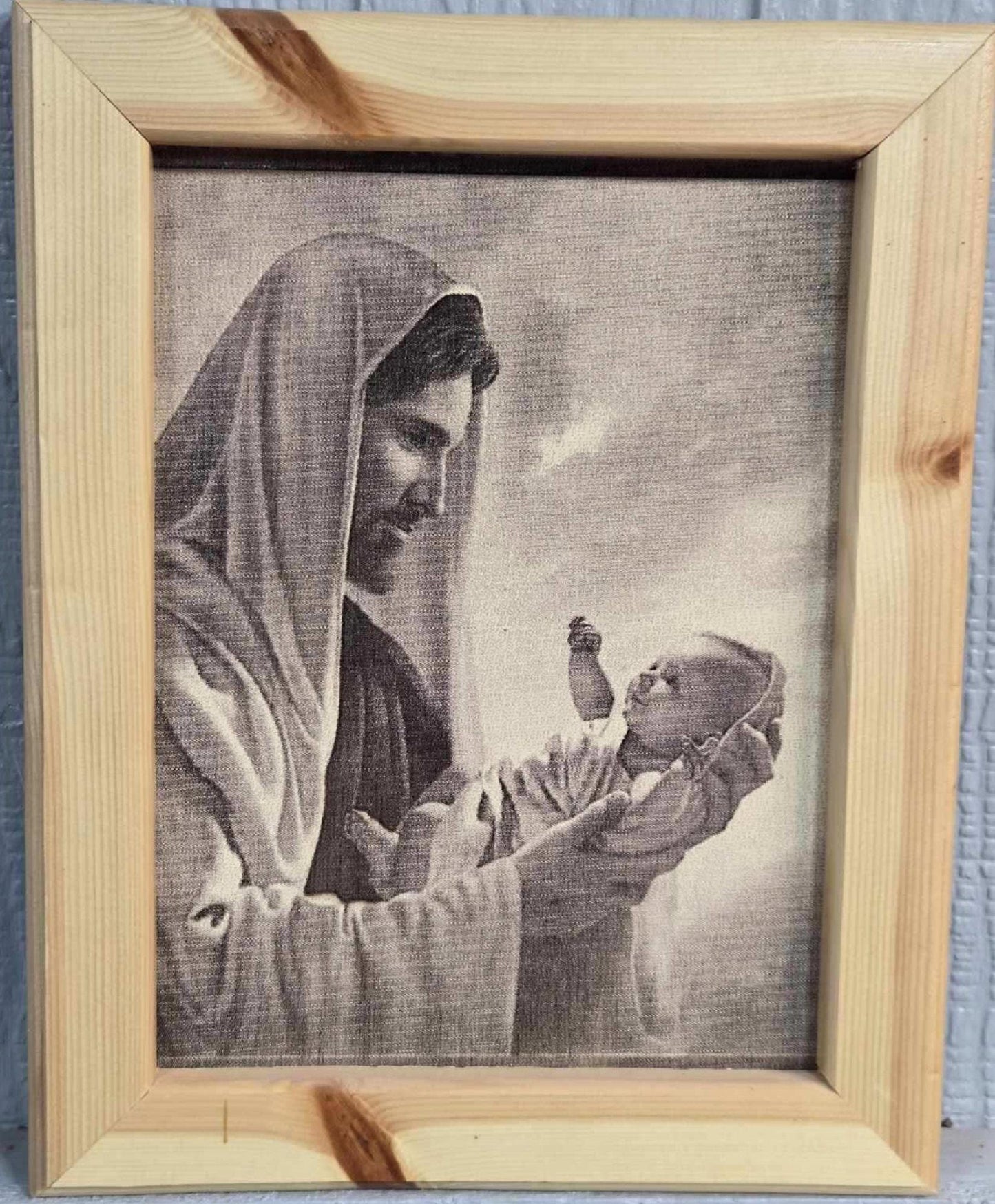 Christ Holding Baby, Wood Engrave  Picture , Jesus And Baby Wall Art,  Jesus & Child Art, Jesus Watching Over Baby,  Jesus Holding Baby