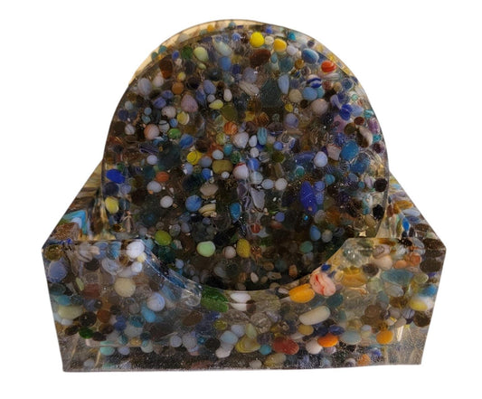 Drink Coasters Set of 4 Multi Color Glass Bead Mix with Resin Holder, Resin Coaster, Glass Beads, Wedding Birthday, Coaster Set
