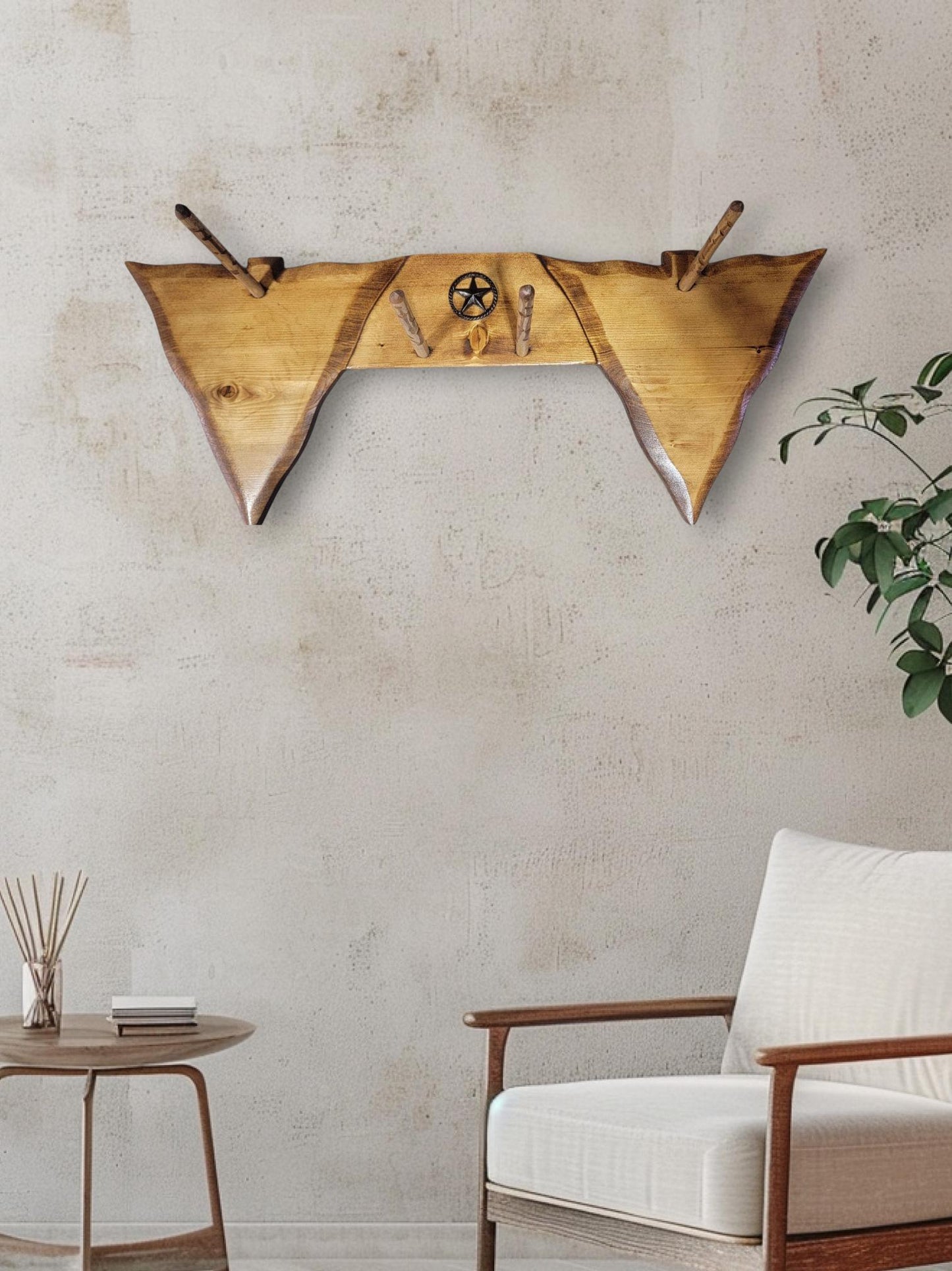 Longbow Rack, Crossbow Rack, Wooden bow Rack, Rustic Crossbow Rack, Archery Bow Rack, Arrowhead, Crossbow Holder, Star, Archery Wall Mount