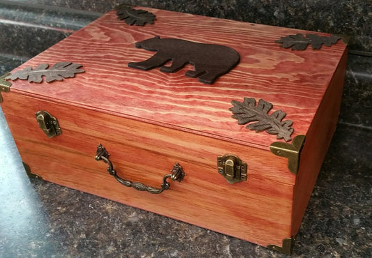 Black Bear Wooden Keepsake Box, Custom Wood Box, Photo Memory Box,Wood Box, Letter Box, Baby Keepsake Box, Essential Oil Box, Yarn Box