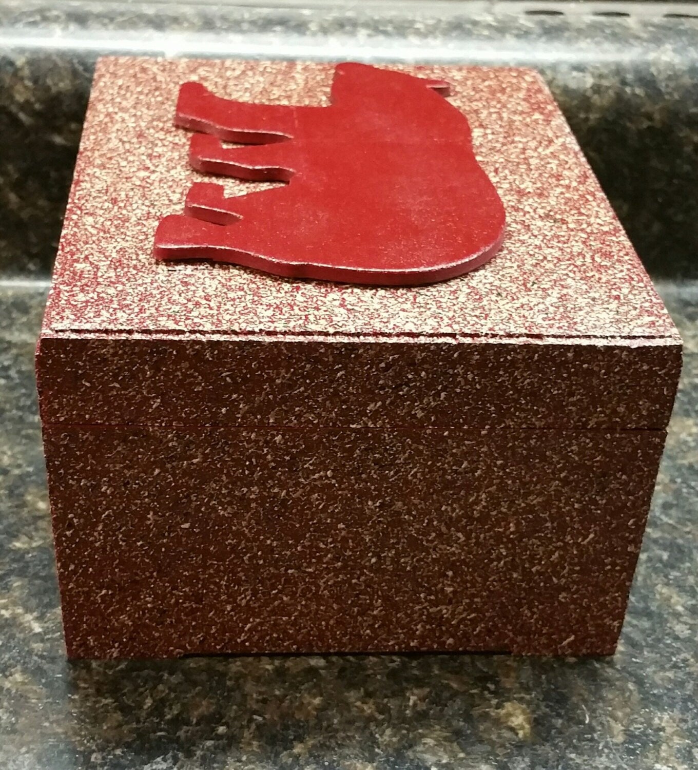 Red Bear Wooden Box, Recipe Box, Photo Box, Memory Box, Trinket Box, Essential Oil Box, Oil Safe