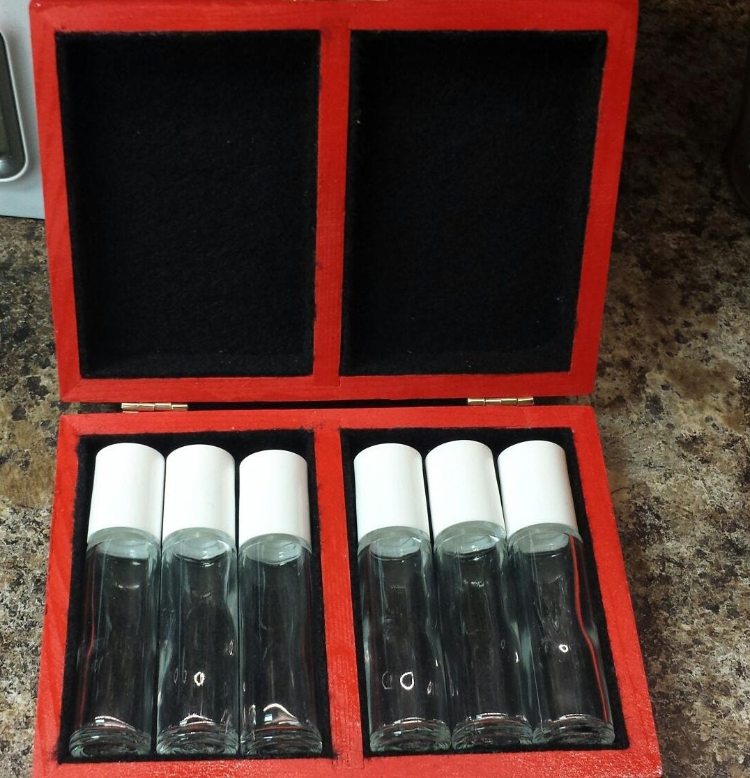 Green Essential Oil Box with Orange Butterfly, Oil Safe, Wooden Box