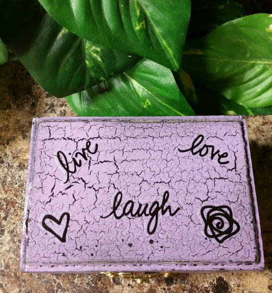 Hand Crafted Wooden Small Box Live, Laugh, Love, Trinket, Memory, Jewelry, Tooth fairy box, Baby Hair Box