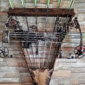 Handmade Rustic Wood Bow and Arrow Rack Holder