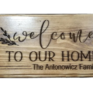 Custom Engraved Wood Family Name Sign, Welcome Home Decor (16x7.5)