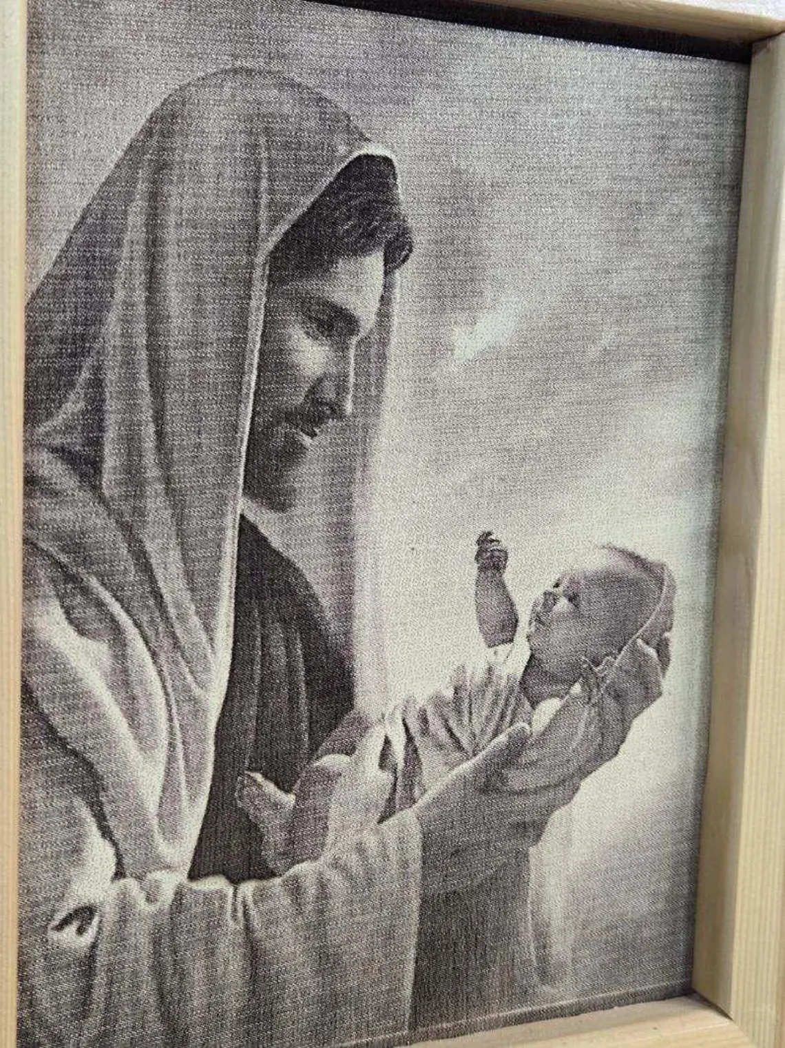 Jesus Holding Baby Wood Engraved Picture, Religious Wall Art - Image 5