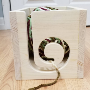 Natural Wood Yarn Storage Box, Knitting Crochet Bowl