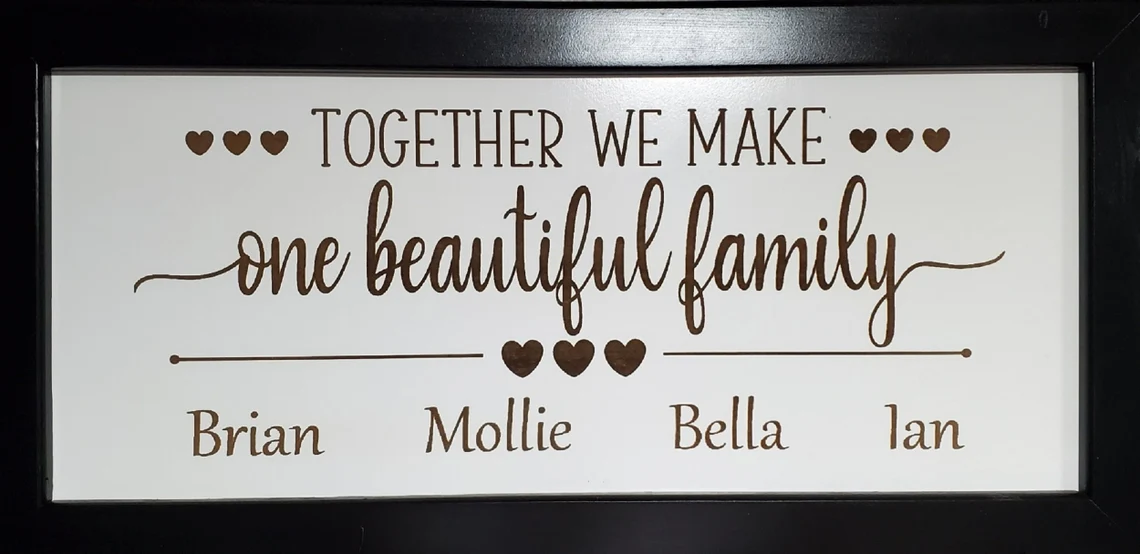 Personalized Family Name Sign, Engraved Wood Frame (26.5 x 13)