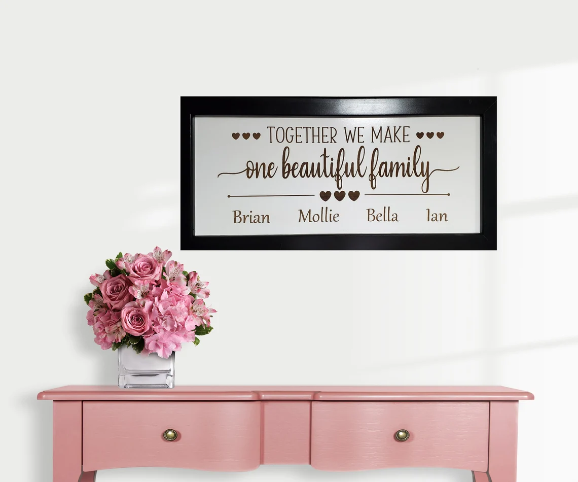 Personalized Family Name Sign, Engraved Wood Frame (26.5 x 13) - Image 2