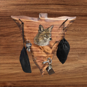 Hunters Game Call Display With Handpainted Fox, Hunters Call Rack, Holder, Binoculars Holder, Display, Archery Release, Hats Holder, Keys